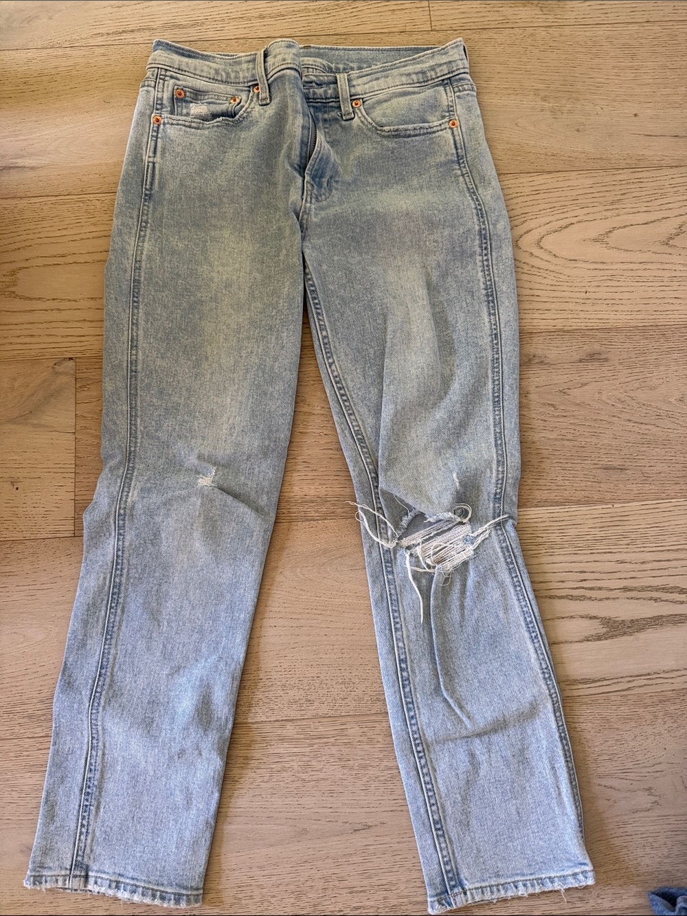 GAP Light Blue Straight Leg Jeans with Knee Rip